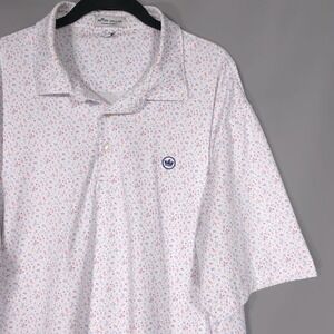PETER MILLAR Men's Polo Shirt‎ XL Summer Comfort Martini Shaken Print White